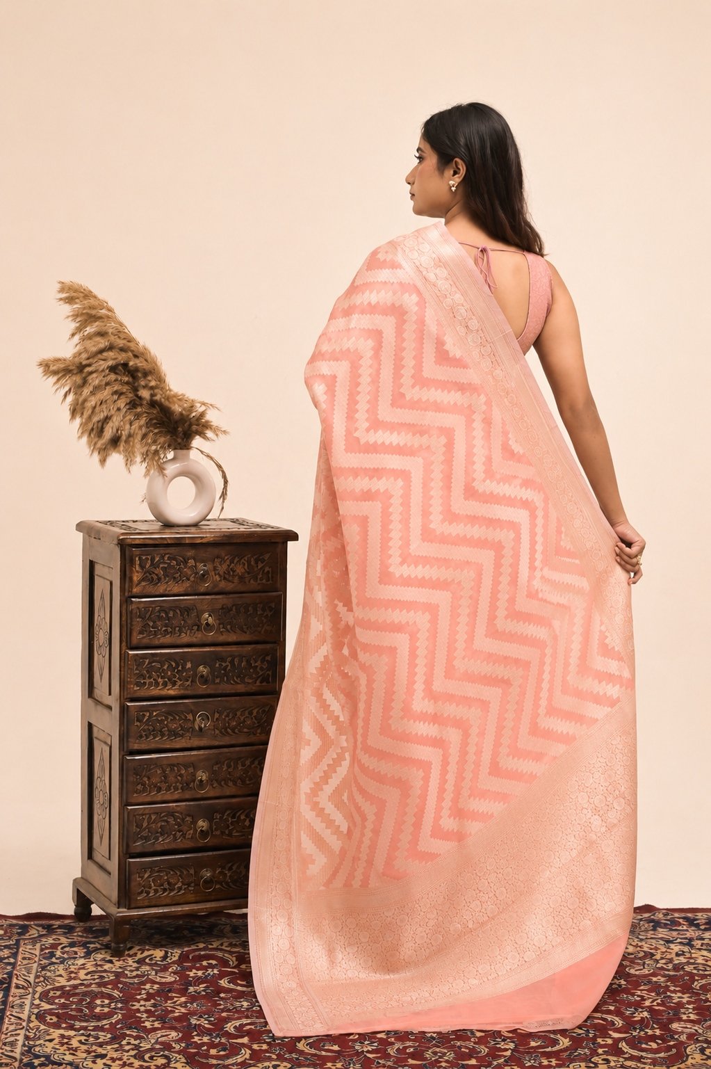 Handloom Banarasi Kora Silk Saree with Zari Work
